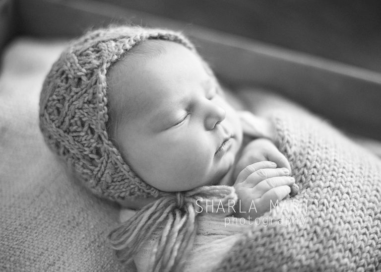 Black and White Photo of Newborn Baby